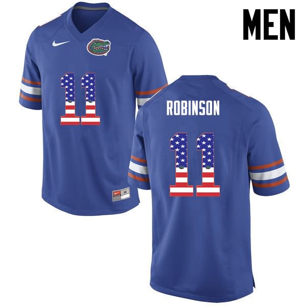 Men's NCAA Florida Gators Demarcus Robinson #11 Stitched Authentic USA Flag Fashion Nike Blue College Football Jersey VDV3165YZ